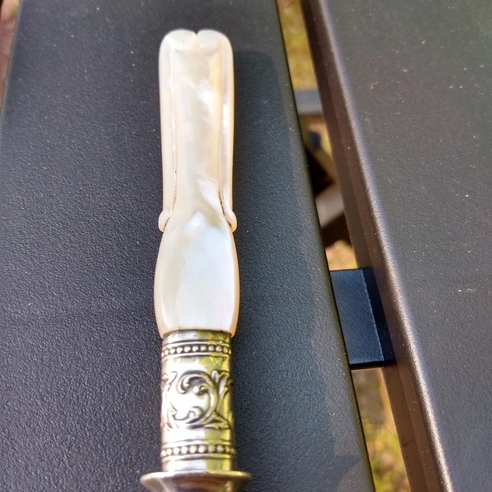 Antique Sterling & Mother of Pearl Handel Serving Forks